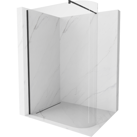Mexen Kioto-R paroi de douche arrondie Walk-in 150 x 200 cm, transparent 8 mm, noir - 800-150-101-70-06