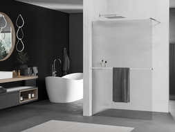Mexen Kioto+ paroi de douche avec étagère Walk-in 90 x 200 cm, rainure, chrome - 800-090-121-01-09