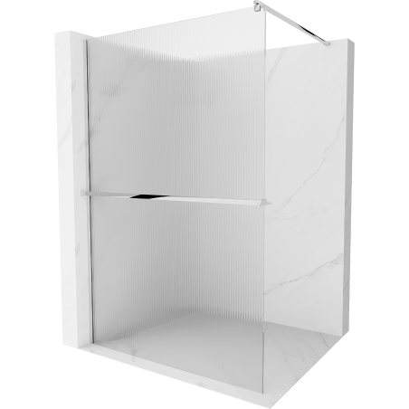 Mexen Kioto+ Duschwand mit Regal Walk-in 100 x 200 cm, Streifen, Chrom - 800-100-121-01-09