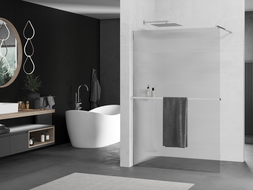 Mexen Kioto+ Duschwand mit Ablage Walk-in 120 x 200 cm, Streifen, Chrom - 800-120-121-01-09