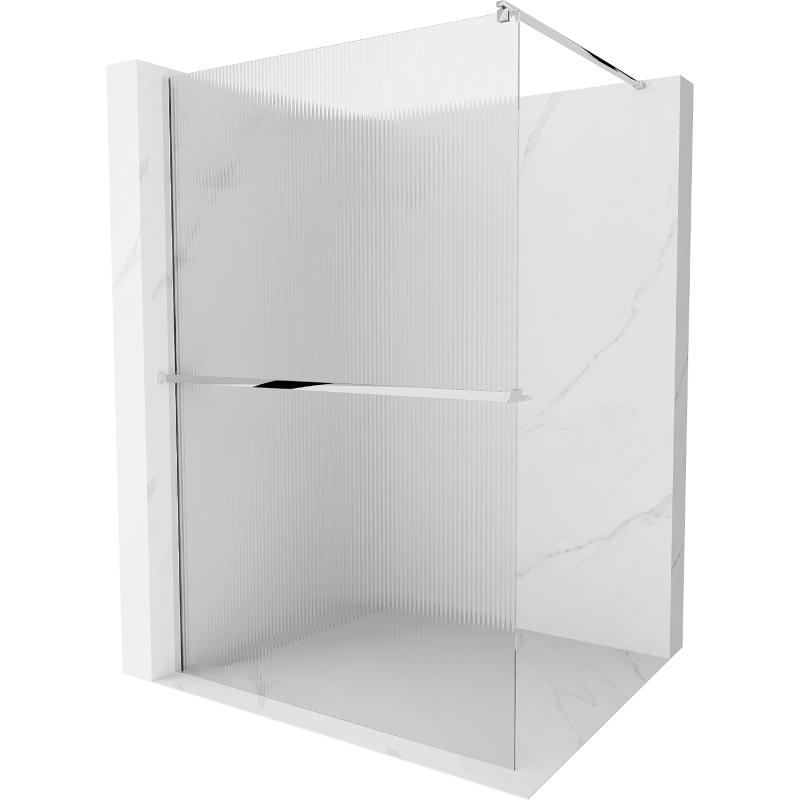 Mexen Kioto+ Duschwand mit Ablage Walk-in 130 x 200 cm, Streifen, Chrom - 800-130-121-01-09