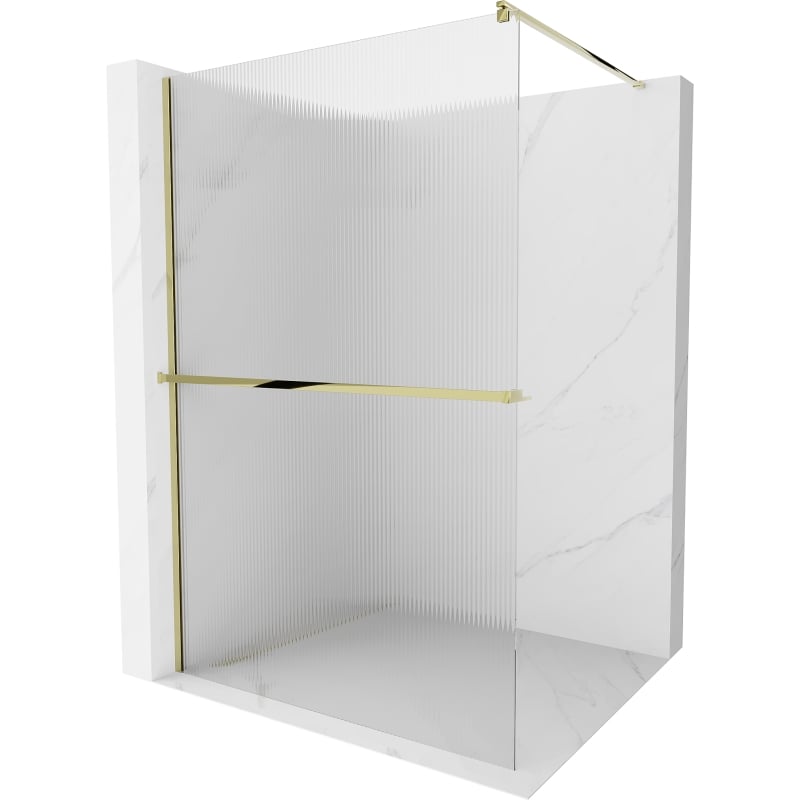 Mexen Kioto+ dušisein riiuliga Walk-in 70 x 200 cm, triibuline, kuldne - 800-070-121-50-09