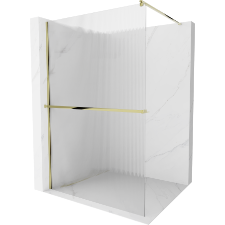 Mexen Kioto+ douchewand met plank Walk-in 120 x 200 cm, strepen, goud - 800-120-121-50-09