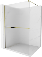 Mexen Kioto+ Duschwand mit Regal Walk-in 140 x 200 cm, Streifen, Gold - 800-140-121-50-09