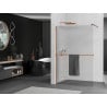 Mexen Kioto+ ścianka prysznicowa z półką Walk-in 90 x 200 cm, prążki, różowe złoto - 800-090-121-60-09