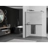 Mexen Kioto+ ścianka prysznicowa z półką Walk-in 80 x 200 cm, prążki, czarna - 800-080-121-70-09
