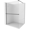 Mexen Kioto+ paroi de douche avec étagère Walk-in 90 x 200 cm, rainuré, noire - 800-090-121-70-09