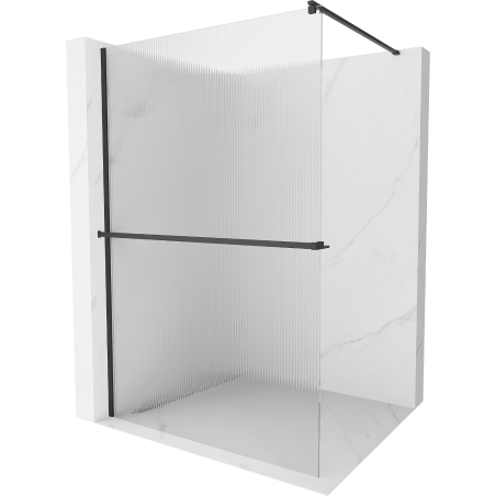Mexen Kioto+ Duschwand mit Ablage Walk-in 140 x 200 cm, Streifen, schwarz - 800-140-121-70-09