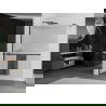 Mexen Kioto+ Duschwand mit Ablage Walk-in 140 x 200 cm, Streifen, schwarz - 800-140-121-70-09
