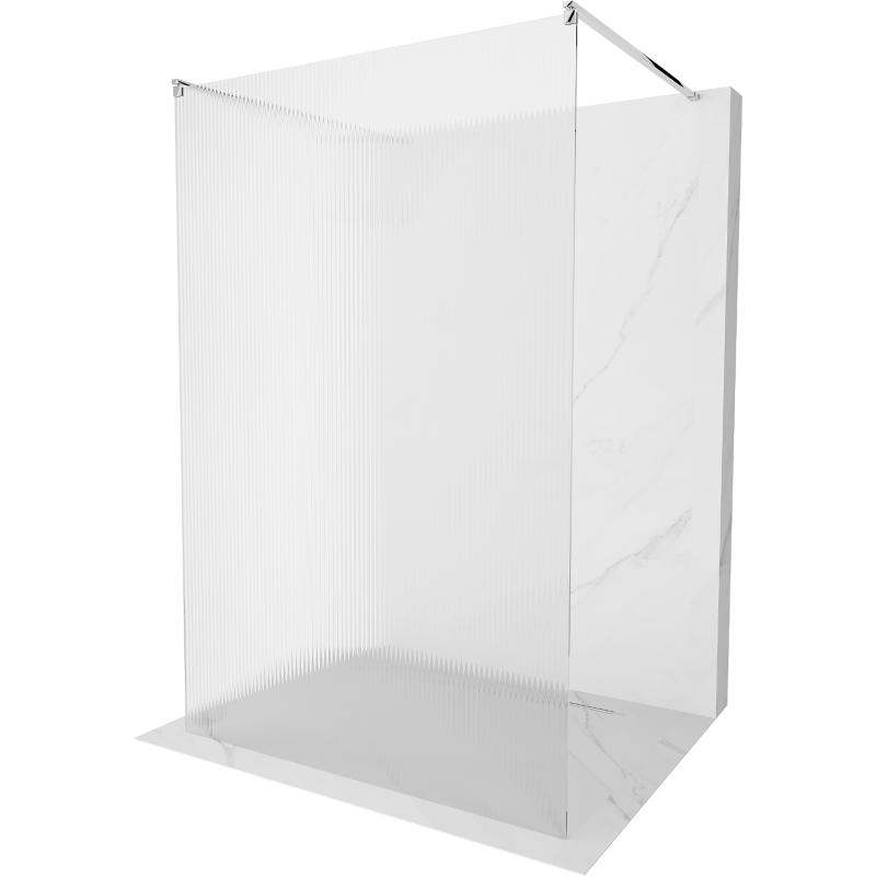 Mexen Kioto vrijstaande douchewand 100 x 200 cm, strepen 8 mm, chroom - 800-100-002-01-09