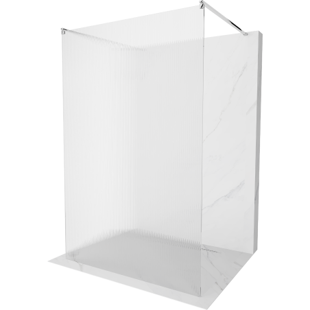 Mexen Kioto vrijstaande douchewand 100 x 200 cm, strepen 8 mm, chroom - 800-100-002-01-09