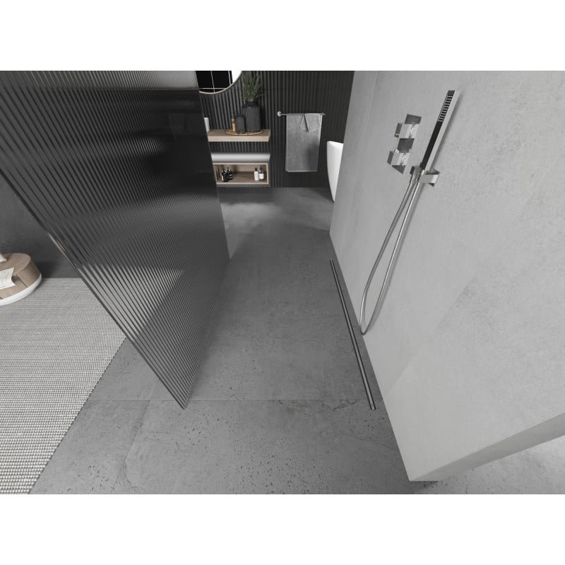 Mexen Kioto fristående duschvägg 100 x 200 cm, ränder 8 mm, krom - 800-100-002-01-09