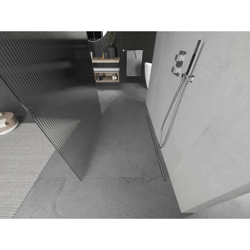 Mexen Kioto freistehende Duschwand 110 x 200 cm, Prägung 8 mm, Chrom - 800-110-002-01-09