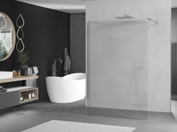 Mexen Kioto mampara de ducha independiente 110 x 200 cm, rayas 8 mm, cromo - 800-110-002-01-09