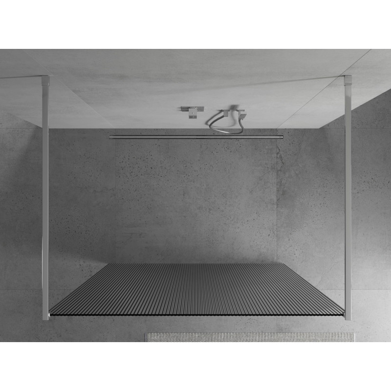 Mexen Kioto panel de ducha independiente 120 x 200 cm, rayado 8 mm, cromo - 800-120-002-01-09