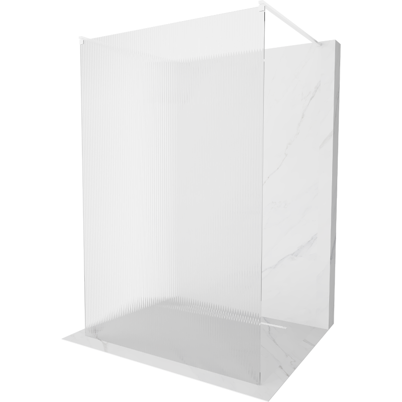 Mexen Kioto pared de ducha independiente 100 x 200 cm, franjas 8 mm, blanca - 800-100-002-20-09