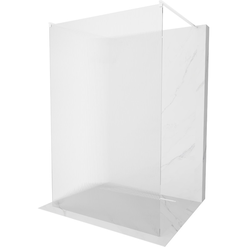 Mexen Kioto vrijstaande douchewand 110 x 200 cm, geribbeld 8 mm, wit - 800-110-002-20-09