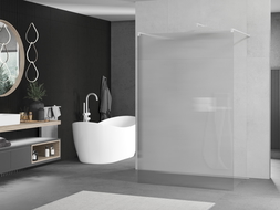 Mexen Kioto freestanding shower wall 110 x 200 cm, stripes 8 mm, white - 800-110-002-20-09