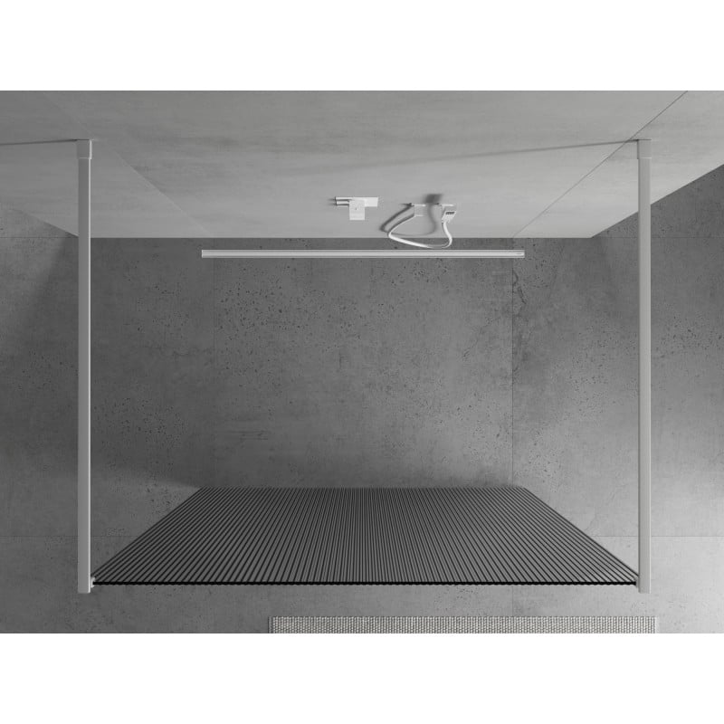 Mexen Kioto ścianka prysznicowa wolnostojąca 120 x 200 cm, prążki 8 mm, biała - 800-120-002-20-09