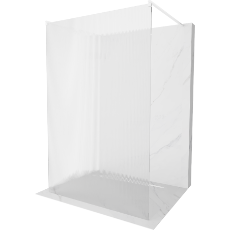 Mexen Kioto vrijstaande douchewand 130 x 200 cm, strepen 8 mm, wit - 800-130-002-20-09
