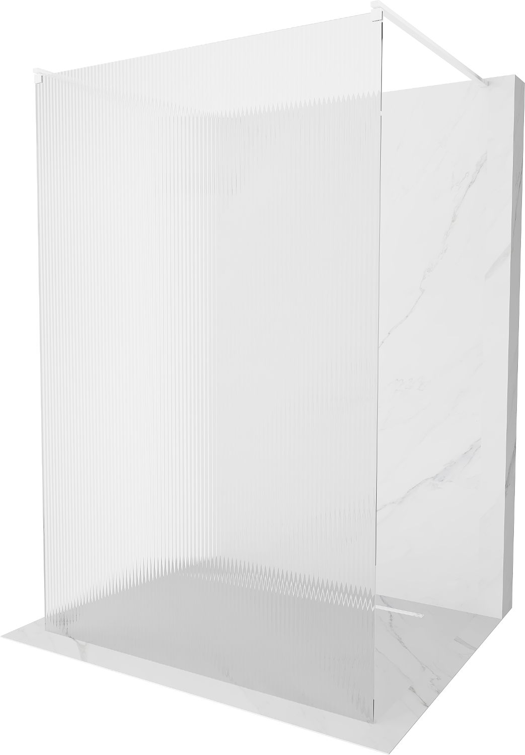 Mexen Kioto ścianka prysznicowa wolnostojąca 130 x 200 cm, prążki 8 mm, biała - 800-130-002-20-09