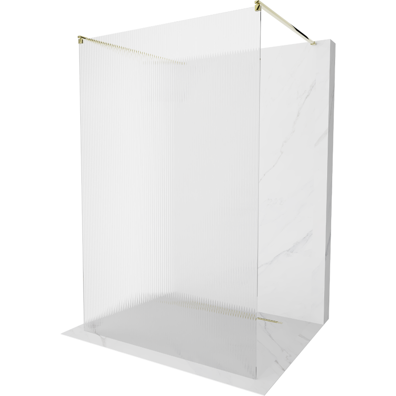 Mexen Kioto vapaasti seisova suihkuseinä 100 x 200 cm, raidallinen 8 mm, kulta - 800-100-002-50-09