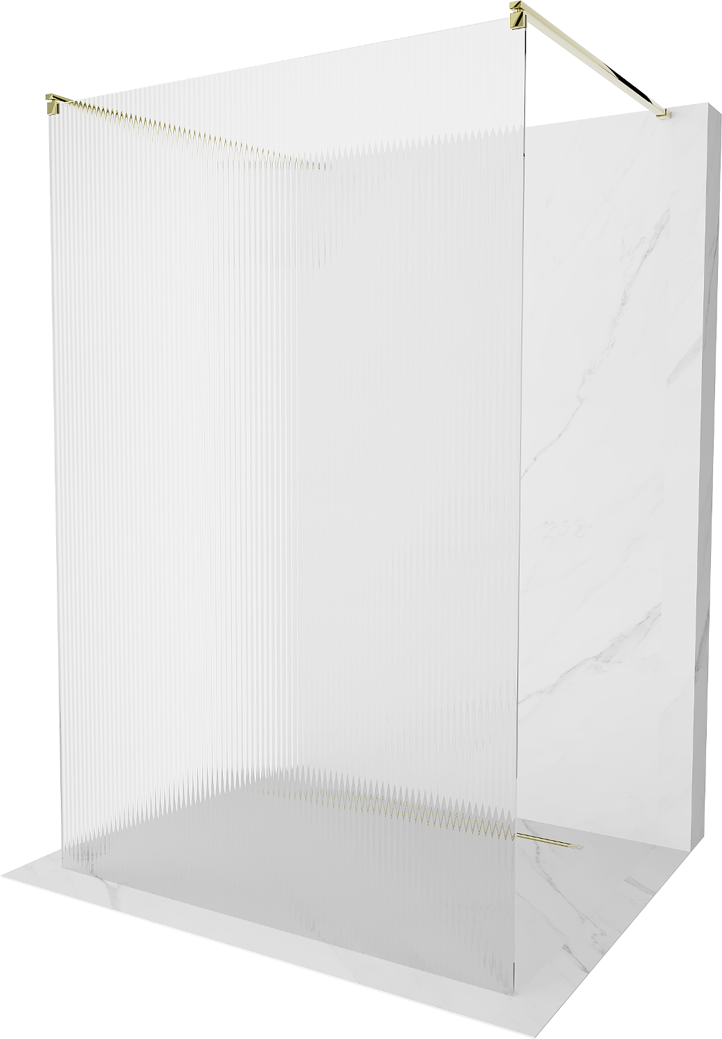 Mexen Kioto ścianka prysznicowa wolnostojąca 120 x 200 cm, prążki 8 mm, złota - 800-120-002-50-09