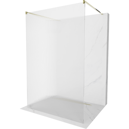 Mexen Kioto freestanding shower wall 130 x 200 cm, 8 mm stripes, gold - 800-130-002-50-09