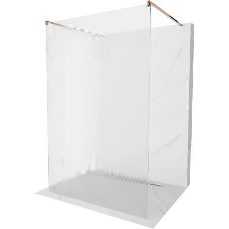 Mexen Kioto paroi de douche autoportante 100 x 200 cm, rayures 8 mm, or rose - 800-100-002-60-09