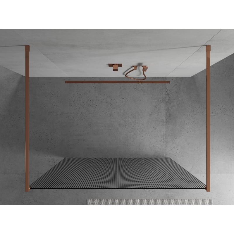 Mexen Kioto panel de ducha independiente 120 x 200 cm, estriado 8 mm, oro rosa - 800-120-002-60-09