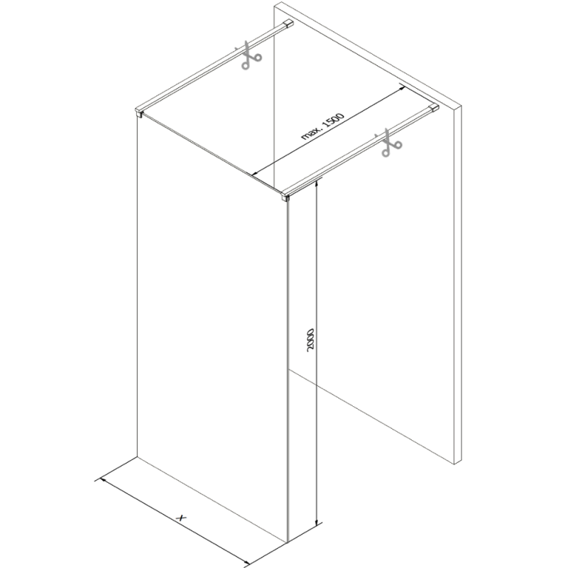 Mexen Kioto ścianka prysznicowa wolnostojąca 120 x 200 cm, prążki 8 mm, czarna - 800-120-002-70-09