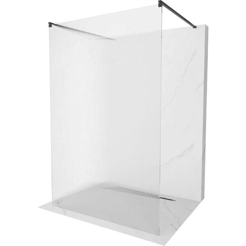 Mexen Kioto vrijstaande douchewand 100 x 200 cm, gestreept 8 mm, zwart - 800-100-002-70-09