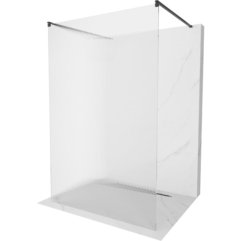 Mexen Kioto freestanding shower screen 130 x 200 cm, ribbed 8 mm, black - 800-130-002-70-09