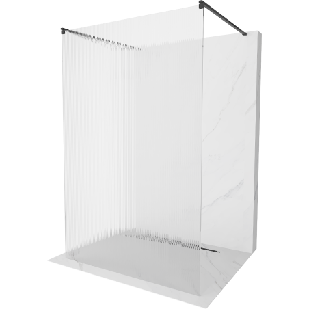 Mexen Kioto freestanding shower screen 130 x 200 cm, ribbed 8 mm, black - 800-130-002-70-09