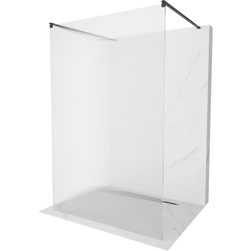 Mexen Kioto painel de duche independente 140 x 200 cm, riscas 8 mm, preto - 800-140-002-70-09