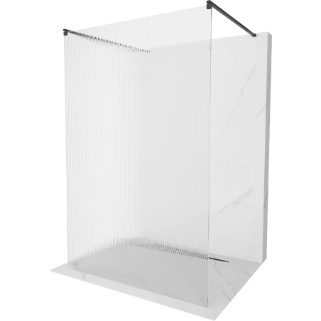 Mexen Kioto vrijstaande douchewand 140 x 200 cm, strepen 8 mm, zwart - 800-140-002-70-09
