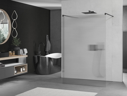 Mexen Kioto pared de ducha independiente 140 x 200 cm, rayas 8 mm, negro - 800-140-002-70-09