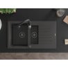 Mexen Matias granite sink 1.5-bowl with drainer and kitchen faucet Savita, speckled black - 6502-76-672601-70-B