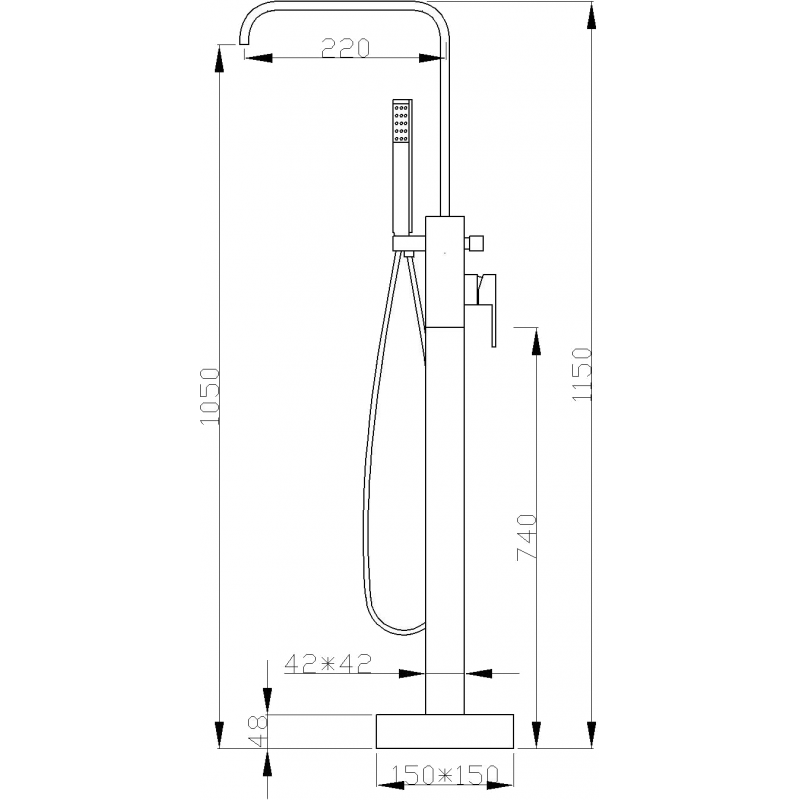 Mexen Avila Freestanding Bath Mixer, Gold - 75833-50