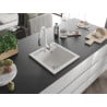 Mexen Vito granite kitchen sink 1-bowl with Savita kitchen faucet, white - 6503-20-672601-20