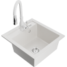 Mexen Vito fregadero de granito de 1 compartimento con grifo de cocina Savita, blanco - 6503-20-672601-20