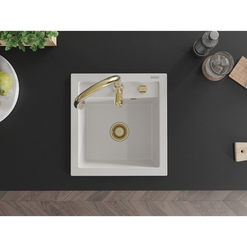 Mexen Vito Granitspullverk mat engem Lavabo aus der Kichen Savita, wäiss - 6503-20-672601-50