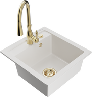 Mexen Vito Granitspullverk mat engem Lavabo aus der Kichen Savita, wäiss - 6503-20-672601-50