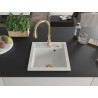 Mexen Vito fregadero de granito de 1 compartimento con grifo de cocina Savita, blanco - 6503-20-672601-50