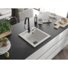 Mexen Vito fregadero de granito de una cubeta con grifo de cocina Savita, blanco - 6503-20-672601-70