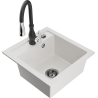 Mexen Vito fregadero de granito de 1 compartimento con grifo de cocina Savita, blanco - 6503-20-672601-70