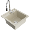 Mexen Vito évier en granit 1 bac avec robinet de cuisine Savita, beige - 6503-69-672601-00