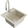 Mexen Vito 1-komorinen graniittinen keittiöallas keittiöhanalla Savita, beige - 6503-69-672601-69
