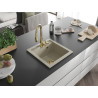 Mexen Vito granitische gootsteen 1-komor met keukenmengkraan Savita, beige - 6503-69-672601-50