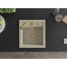 Mexen Vito granitische gootsteen 1-komor met keukenmengkraan Savita, beige - 6503-69-672601-50